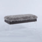 Banc de rangement touffeté en fausse fourrure avec pieds en acrylique