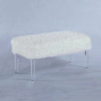Banc de rangement touffeté en fausse fourrure avec pieds en acrylique