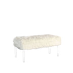 Banc de rangement touffeté en fausse fourrure avec pieds en acrylique