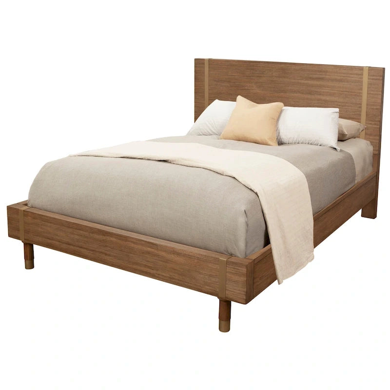 Lit plateforme en bois couleur sable (beige)