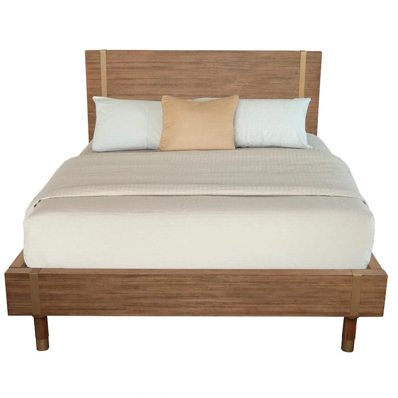 Lit plateforme en bois couleur sable (beige)
