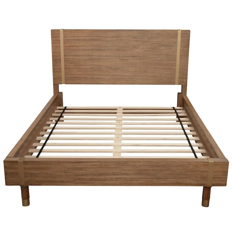 Lit plateforme en bois couleur sable (beige)