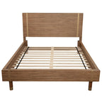 Lit plateforme en bois couleur sable (beige)