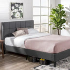Priage by Grey Square Stitched King Platform Bed Frame