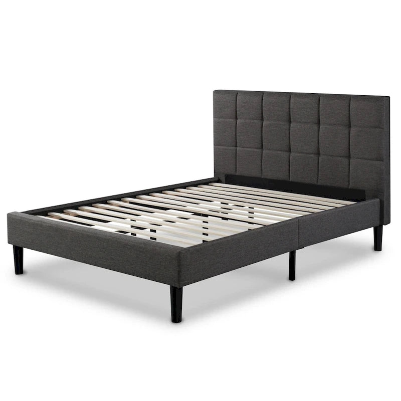 Cadre de lit plateforme King Size avec tête de lit rembourrée