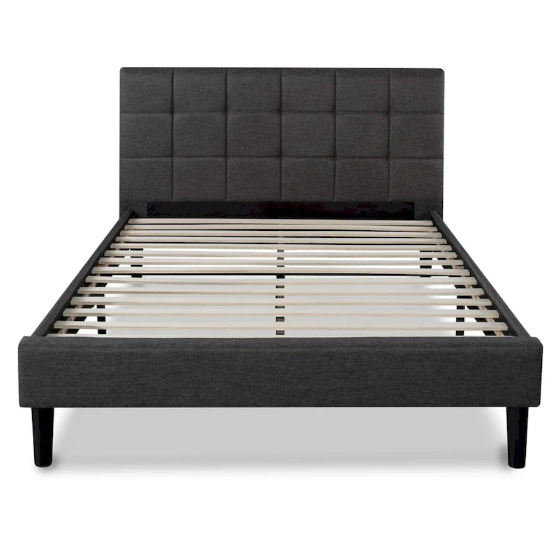 Cadre de lit plateforme King Size avec tête de lit rembourrée