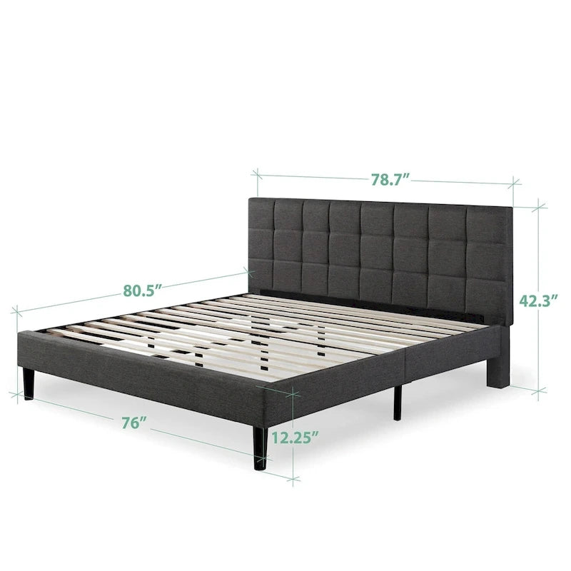 Cadre de lit plateforme King Size avec tête de lit rembourrée