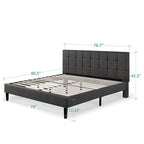 Cadre de lit plateforme King Size avec tête de lit rembourrée