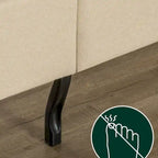 Lit plateforme capitonné en tissu beige - Très grand lit