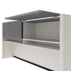 Bureau en L avec huche et caisson de rangement