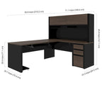 Bureau en L avec huche et caisson de rangement