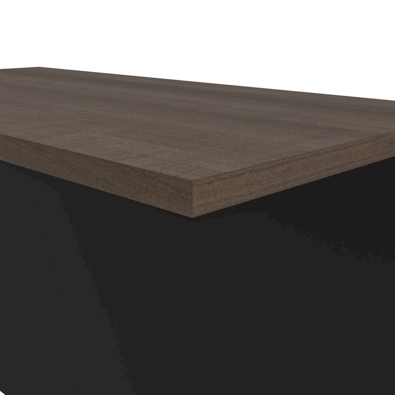 Bureau en L avec huche et caisson de rangement