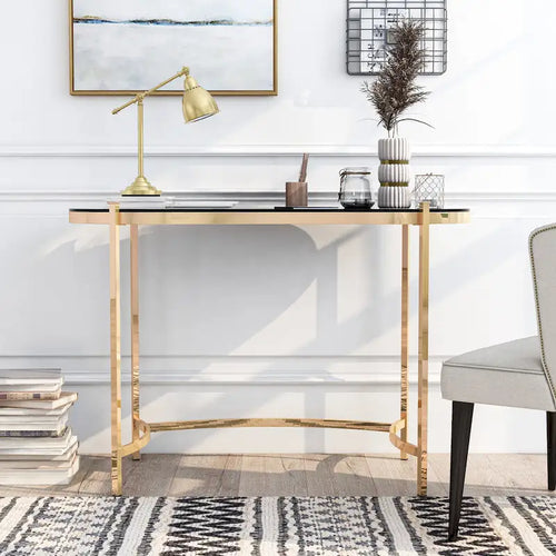 Allade Modern Gold 44-inch Glass Computer Desk by Furniture of America