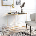 Bureau en verre de 112 cm avec cadre en acier doré