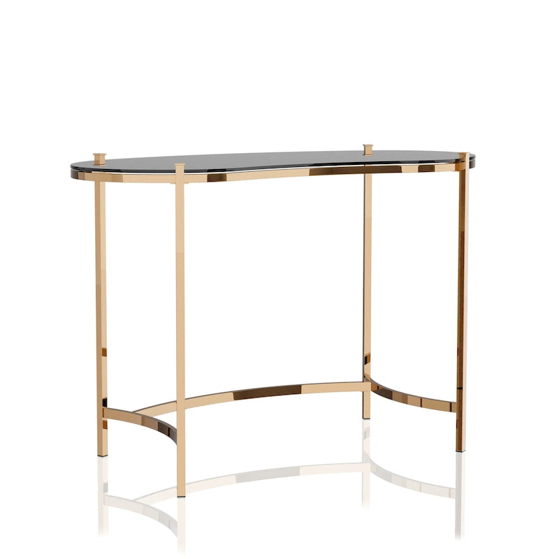 Bureau en verre de 112 cm avec cadre en acier doré