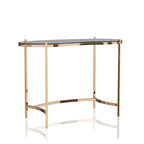 Bureau en verre de 112 cm avec cadre en acier doré