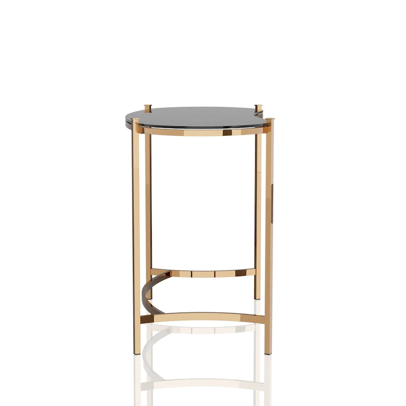 Bureau en verre de 112 cm avec cadre en acier doré