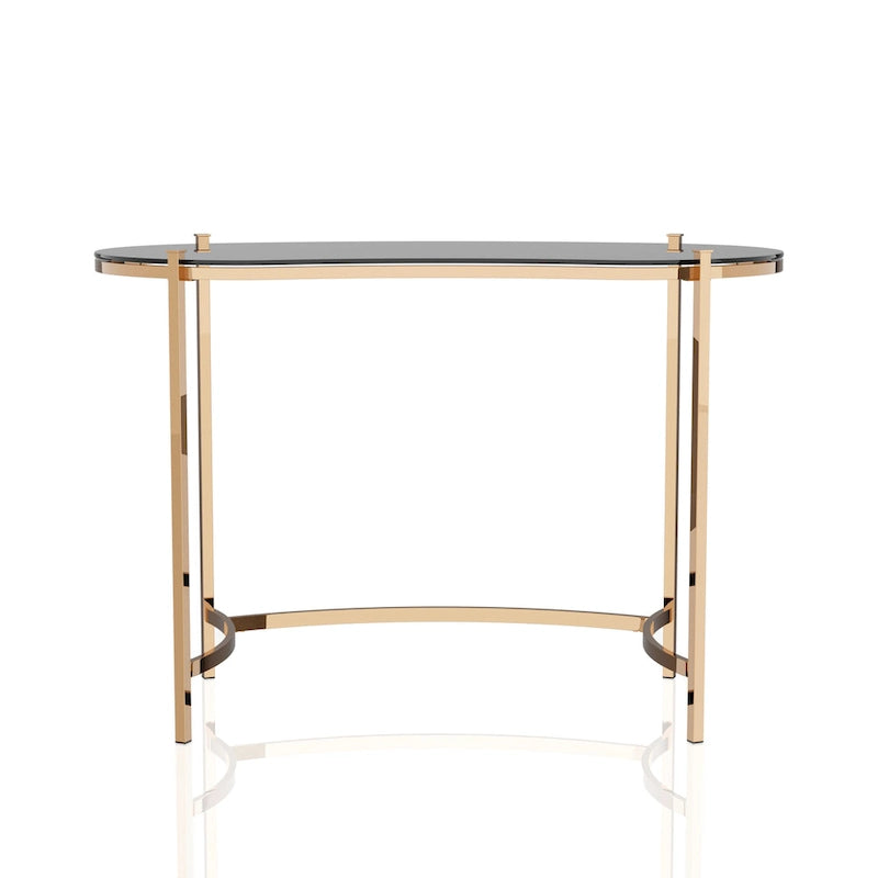 Bureau en verre de 112 cm avec cadre en acier doré