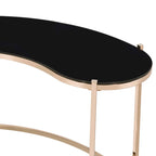 Bureau en verre de 112 cm avec cadre en acier doré