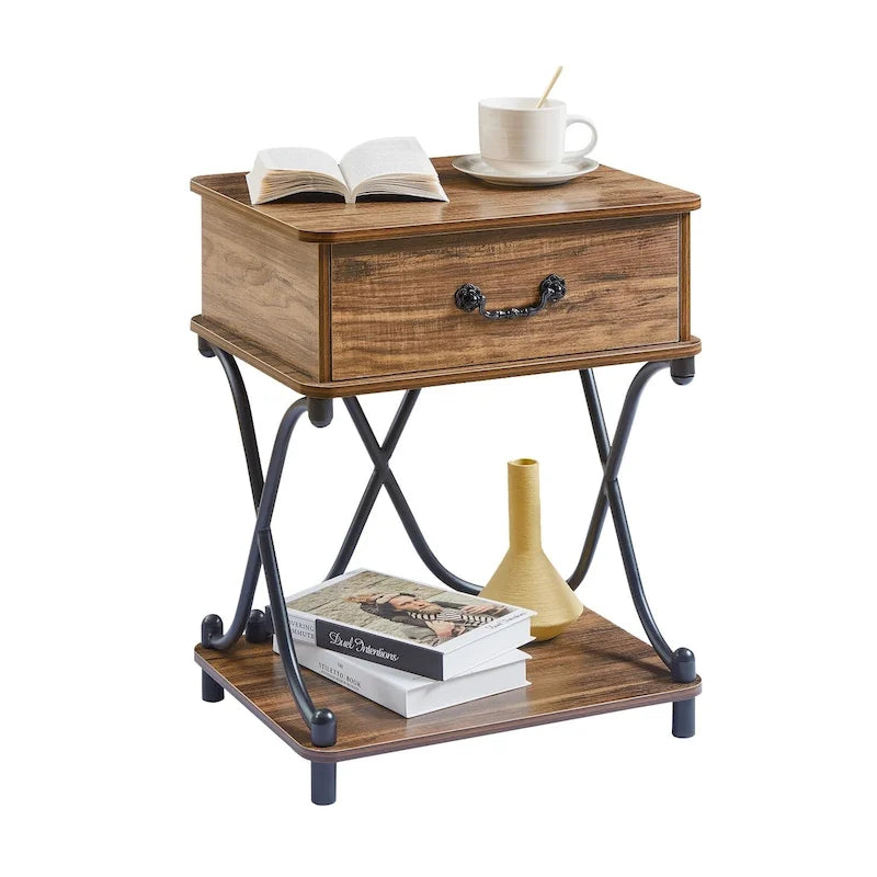 Table de chevet avec tiroir et étagère ouverte