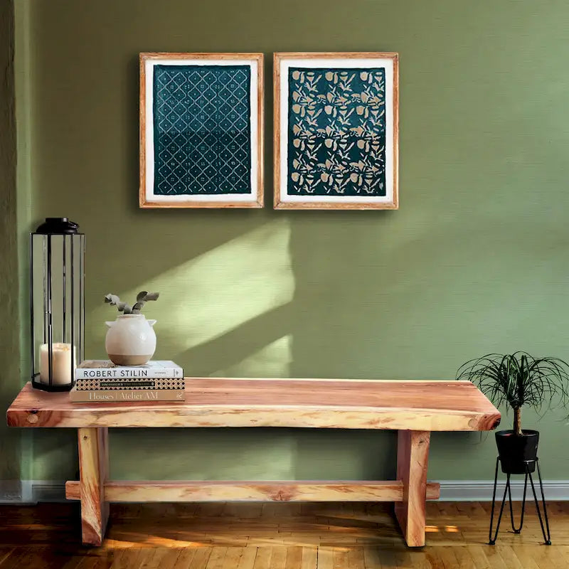  Suar Live Edge Slab Backless Bench approximately 69 long