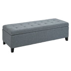 Banc Ottoman de Rangement Capitonnée en Tissu de 51 Pouces