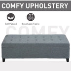 Banc Ottoman de Rangement Capitonnée en Tissu de 51 Pouces