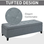 Banc Ottoman de Rangement Capitonnée en Tissu de 51 Pouces
