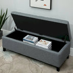 Banc Ottoman de Rangement Capitonnée en Tissu de 51 Pouces
