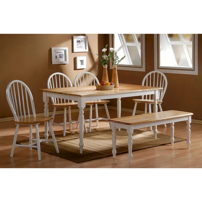 Table de salle à manger rectangulaire - Crème