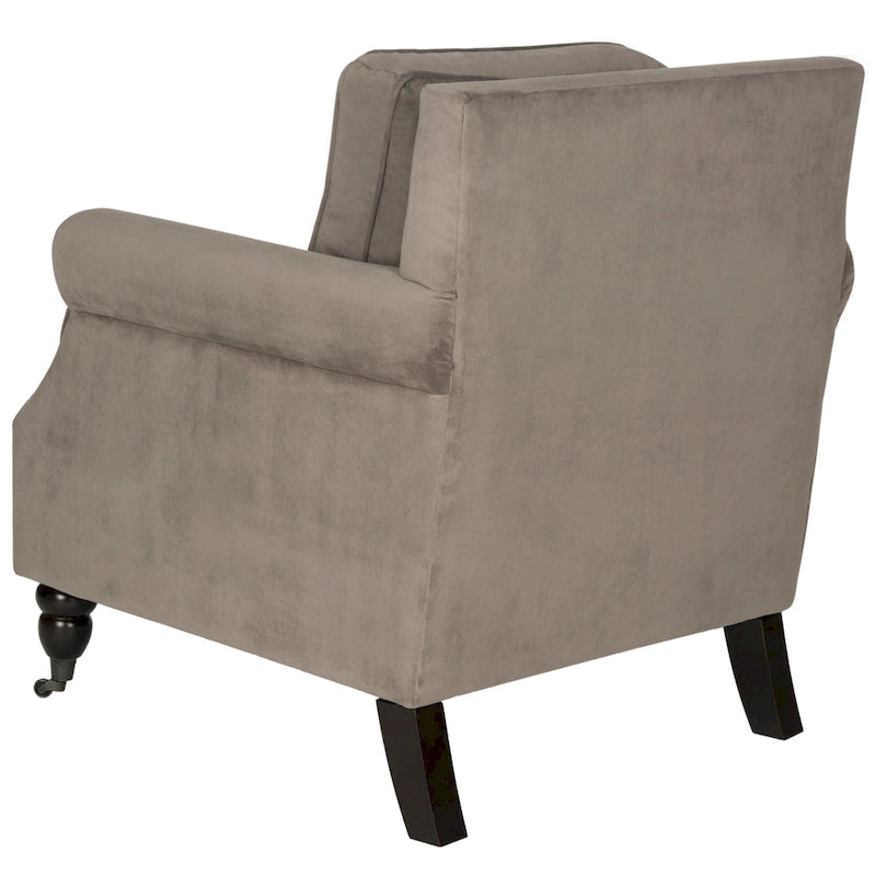 Fauteuil Club à Accoudoirs Ronds avec Revêtement en Lin