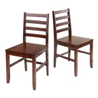 Lot de 2 chaises de salle à manger à dossier échelle en bois massif, finition noyer