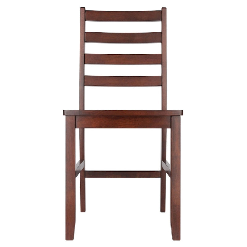 Lot de 2 chaises de salle à manger à dossier échelle en bois massif, finition noyer