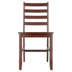 Lot de 2 chaises de salle à manger à dossier échelle en bois massif, finition noyer