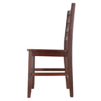 Lot de 2 chaises de salle à manger à dossier échelle en bois massif, finition noyer