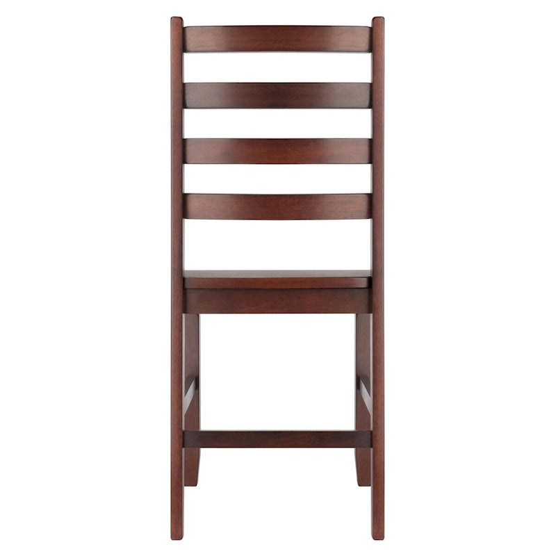 Lot de 2 chaises de salle à manger à dossier échelle en bois massif, finition noyer