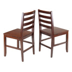 Lot de 2 chaises de salle à manger à dossier échelle en bois massif, finition noyer
