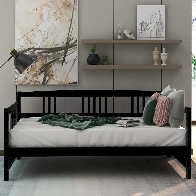 Lit de repos simple en bois massif avec espace de rangement