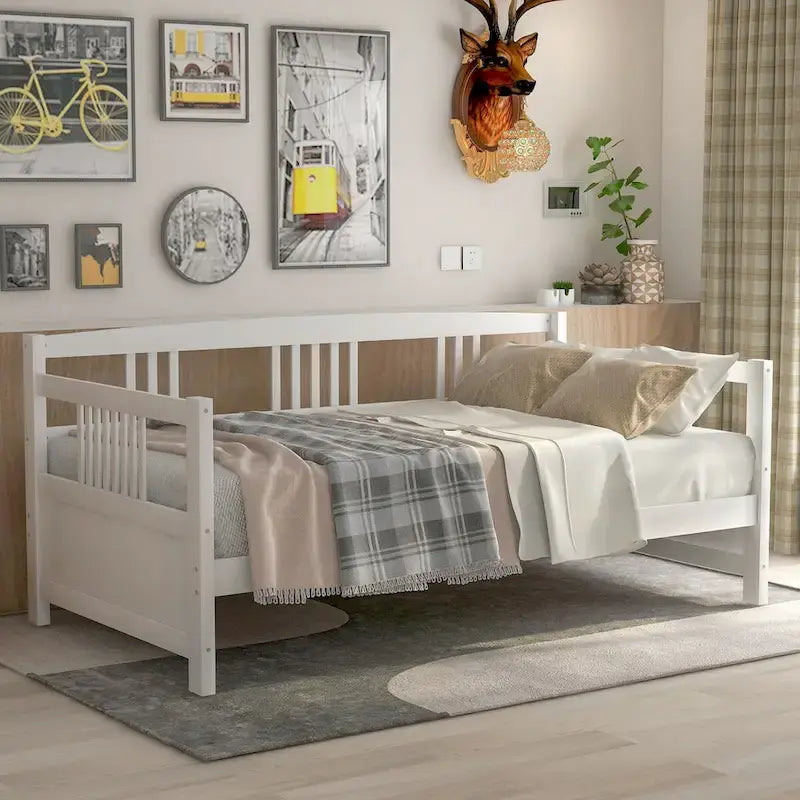 Lit de repos simple en bois massif avec espace de rangement