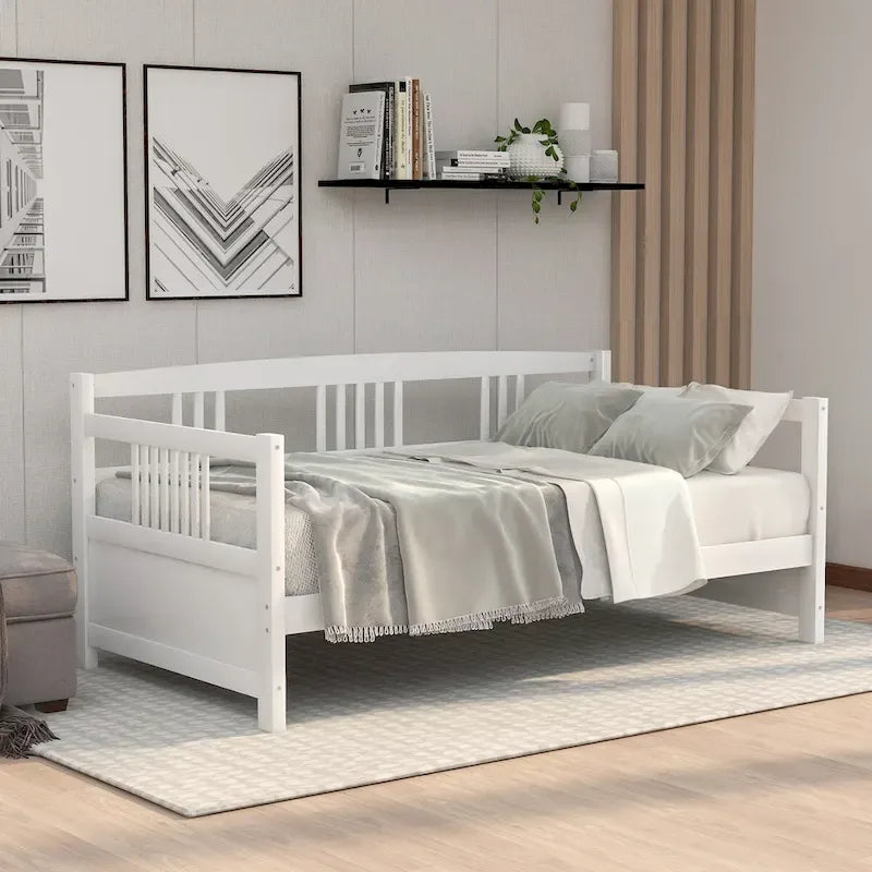 Lit de repos simple en bois massif avec espace de rangement