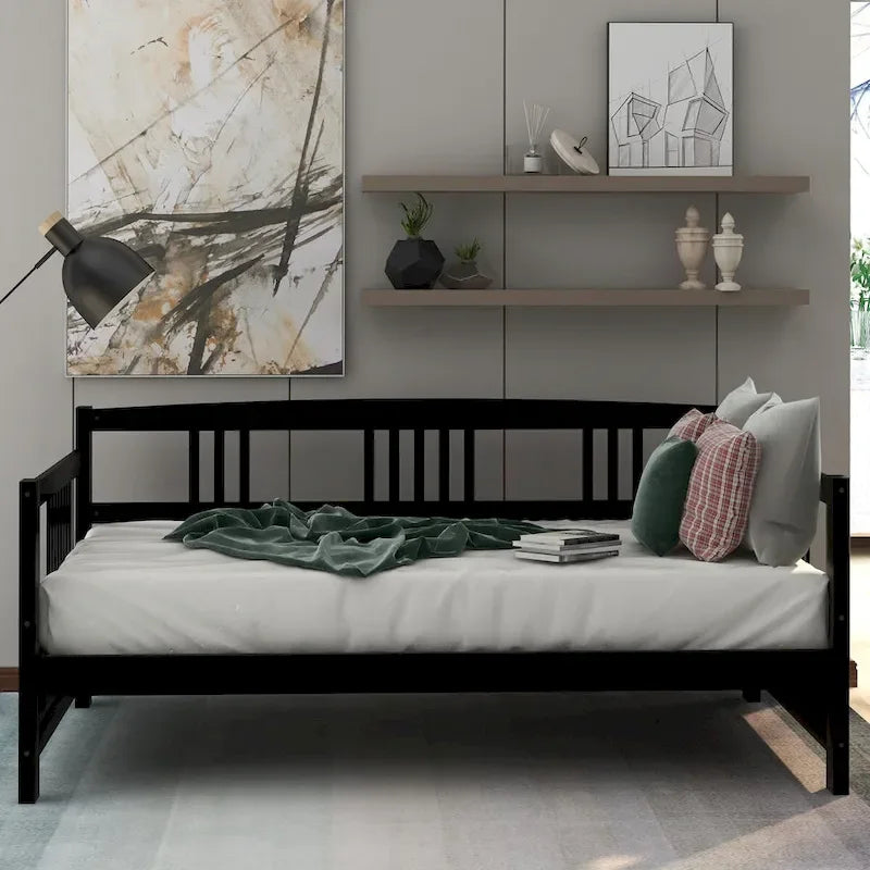 Lit de repos simple en bois massif avec espace de rangement
