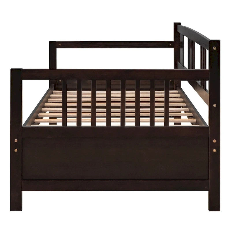Lit de repos simple en bois massif avec espace de rangement