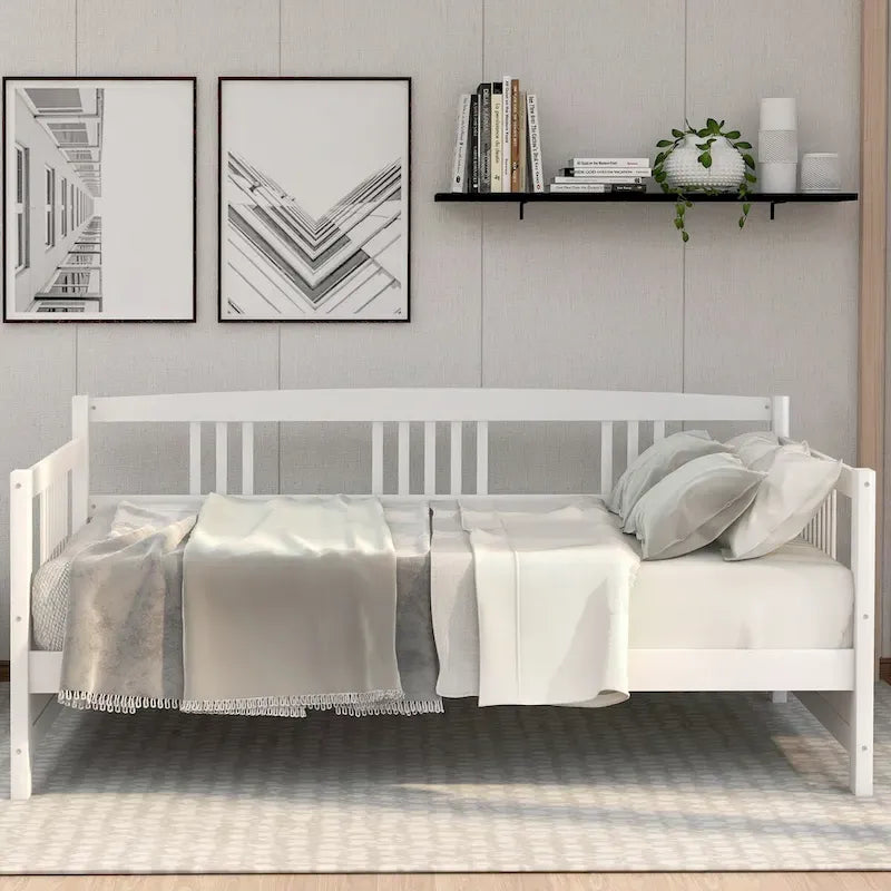 Lit de repos simple en bois massif avec espace de rangement