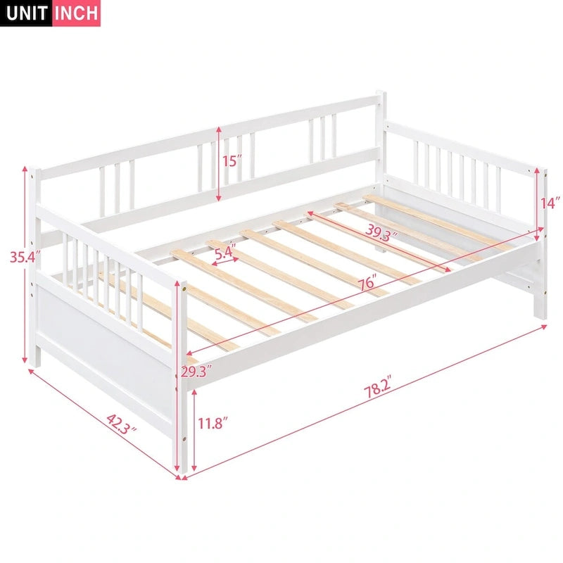 Lit de repos simple en bois massif avec espace de rangement