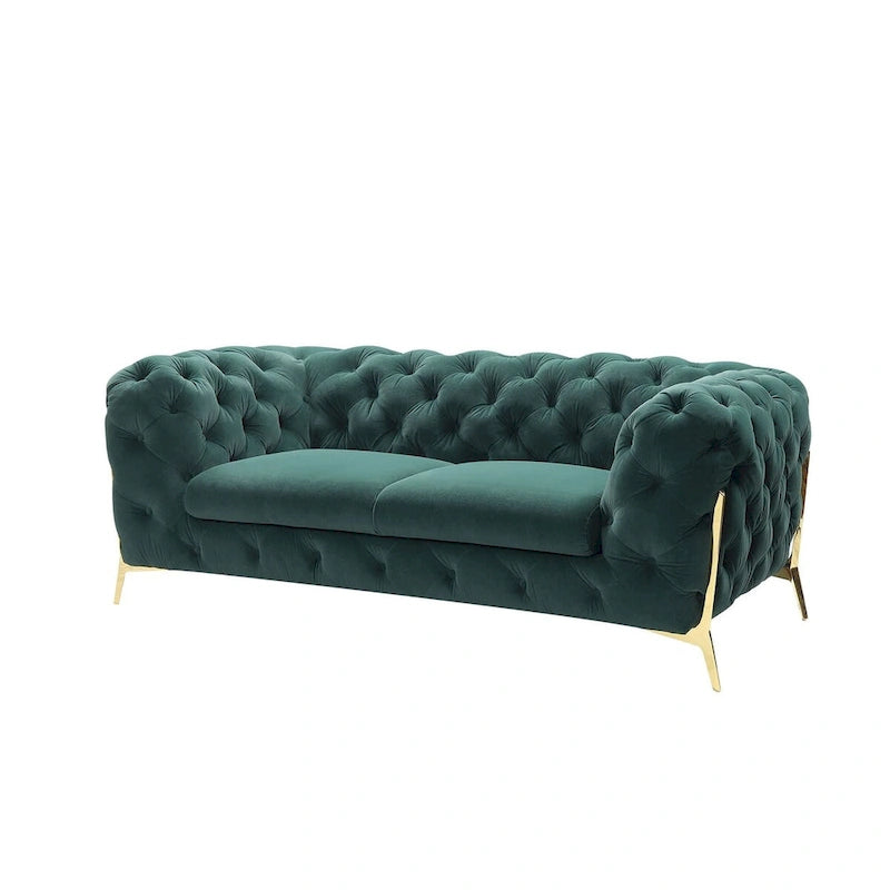  Sheila Transitional Emerald Green Fabric Loveseat