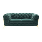 Causeuse transitoire en tissu vert émeraude