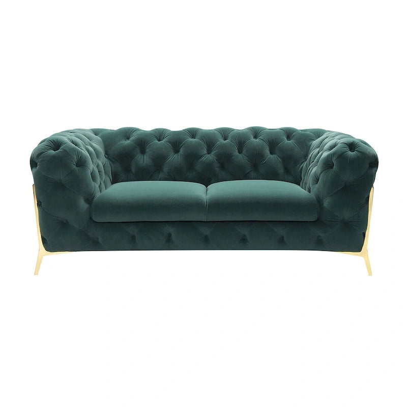Causeuse transitoire en tissu vert émeraude