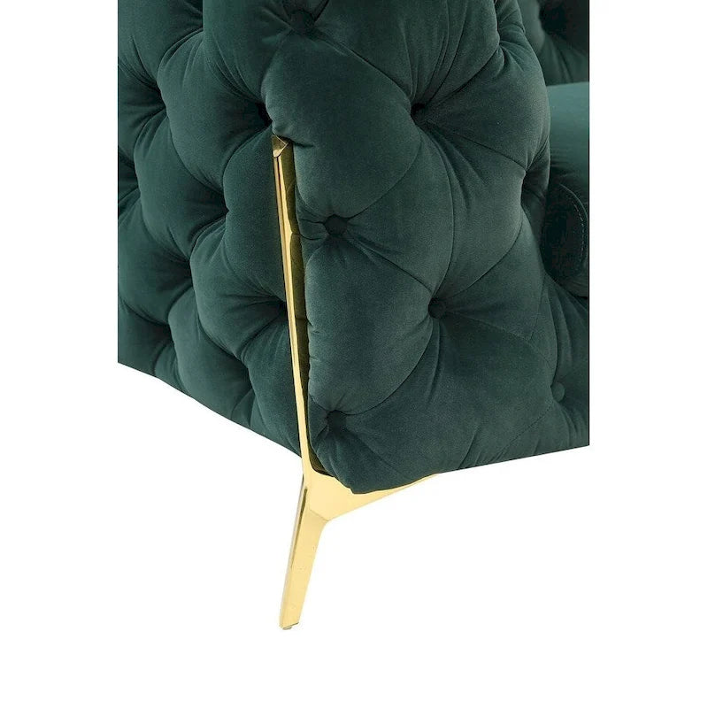 Causeuse transitoire en tissu vert émeraude