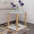 Table d'appoint à 2 niveaux avec étagère de rangement