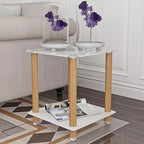 Table d'appoint à 2 niveaux avec étagère de rangement
